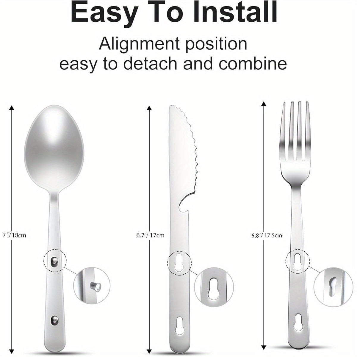 4- in- 1 Camping Utensils 3- Pack, Portable Stainless Steel Spoon, Fork, Knife & Bottle Opener Combo Set, Travel/ Camping/ Hiking/ Picnic/ Barbecue/ Outdoor Backpacking Utensils with Carrying Bag, Camping Accessories And Equipment, Cutlery Camping, Picnic