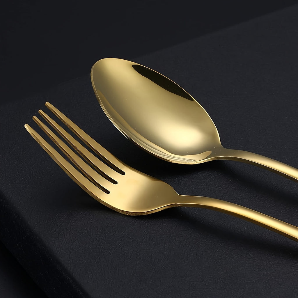 Personalized stainless steel tableware set, customized engraved names, reusable tableware sets for blessings, birthdays, black and Golden, travel silverware set, suitable for home offices, schools, camping