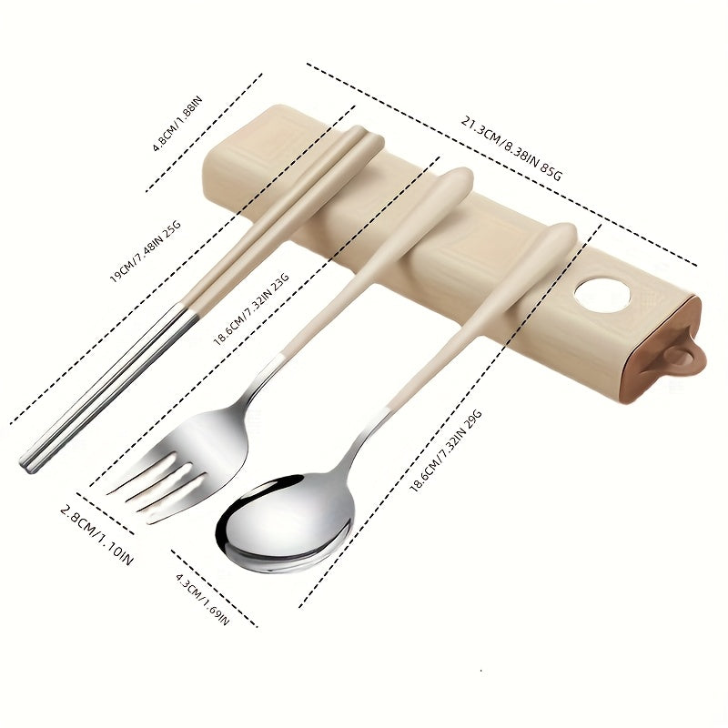 [Customizable Cutlery Box] Customizable Stainless Steel Cutlery Box with Handle | Personalized Text, Includes Forks, Spoons, Chopsticks & Cute Storage Box - Ideal for Picnics, Parties, Travel & Outdoor Dining, Party Essentials, Durable Construction
